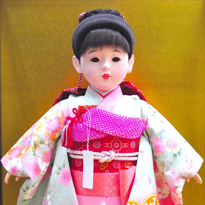 久月 市松人形ケース 13号金彩友禅 - 人形のウエダ