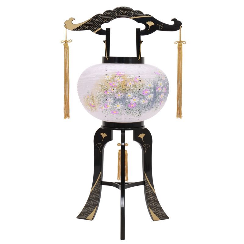 盆提灯　廻転灯 あかり10号綾型蒔絵絵入