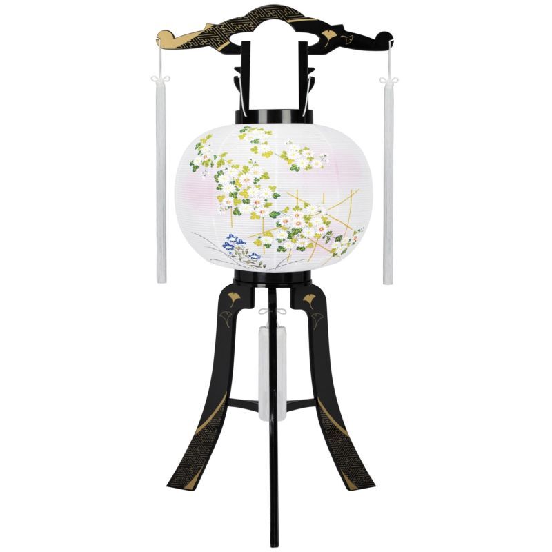 盆提灯　廻転灯 あかり12号綾型蒔絵絵入