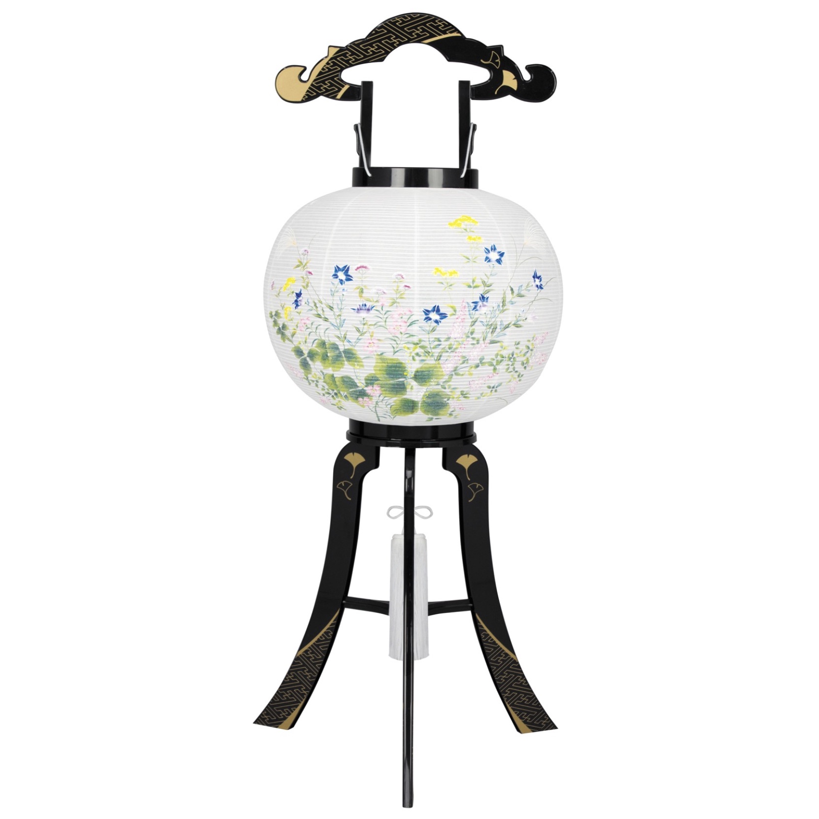 盆提灯　廻転灯 あかり11号花印綾型蒔絵絵入