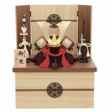 画像: 辰広作　兜　収納箱飾り　1/5「御兜」無双　赤糸縅　麻の葉収納箱