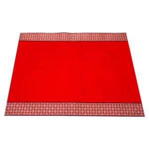 画像: 敷折織　結納用赤毛氈 （両面縁）七宝赤　赤毛せん　敷布　敷物　床飾り28号 ［幅90×奥行き60cm］