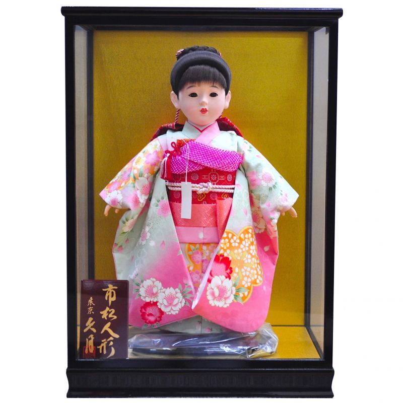久月 市松人形ケース 13号金彩友禅 - 人形のウエダ