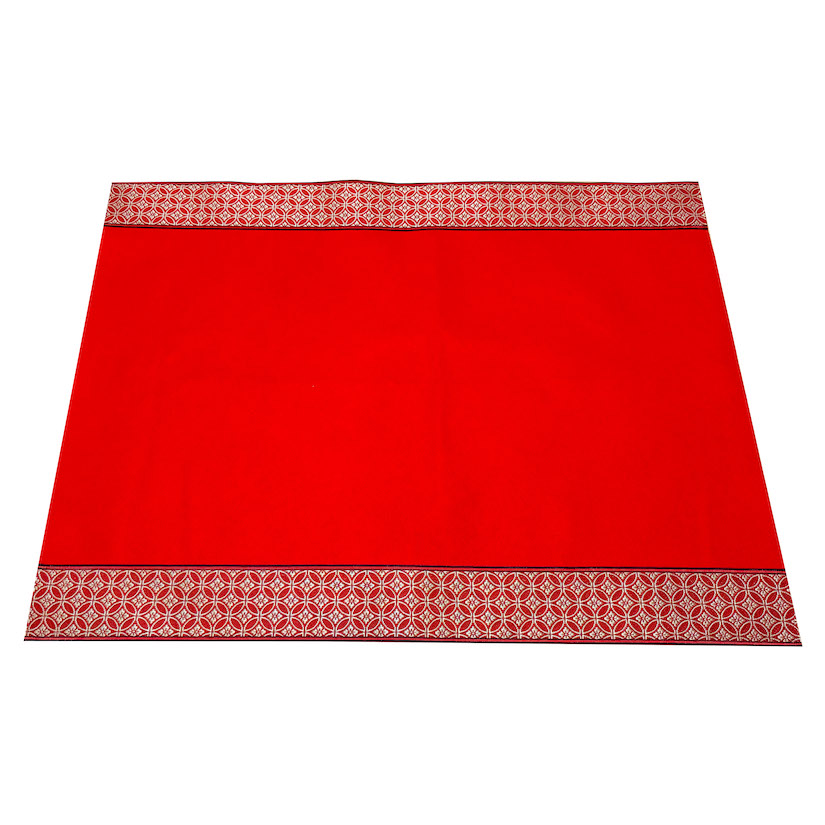 画像1: 敷折織　結納用赤毛氈 （両面縁）七宝赤　赤毛せん　敷布　敷物　床飾り28号 ［幅90×奥行き60cm］ (1)